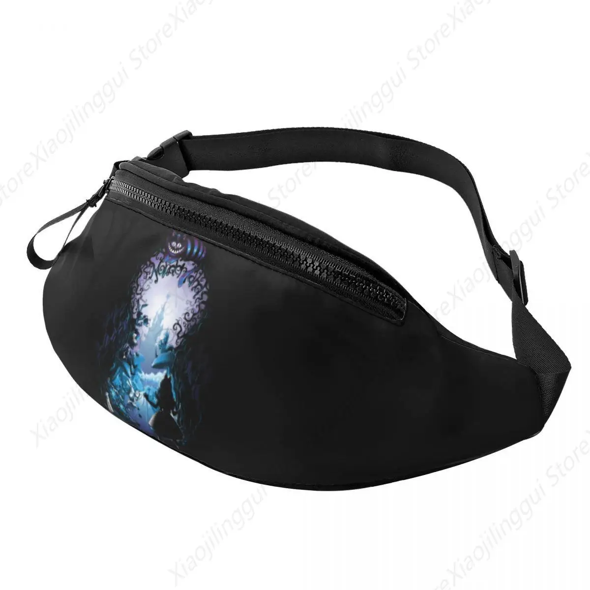 Custom Cheshire Cat Fanny Pack Men Women Casual Alice In Wonderland Manga Crossbody Waist Bag for Hiking Phone Money Pouch