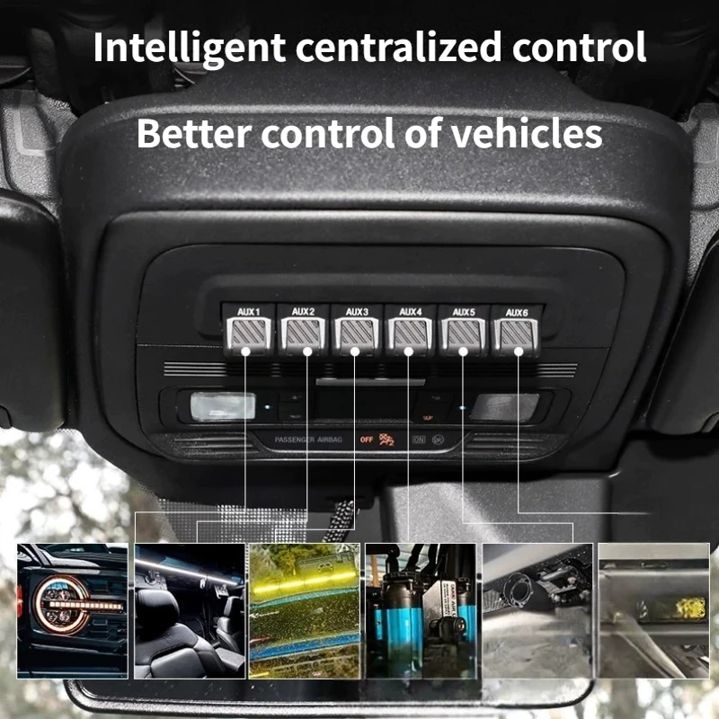 For Ford Bronco 2021-2026 Car Roof Aircraft Switch Auxiliary Expansion 6-Way Switch Button Intelligent Control Kit Modification