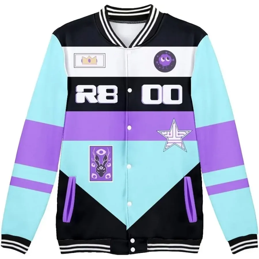 

Ranboo R800 Baseball Jacket Women Men Bomber Jacket Outerwear Streetwear Hip Hop College Baseball Uniform Casual Tracksuit