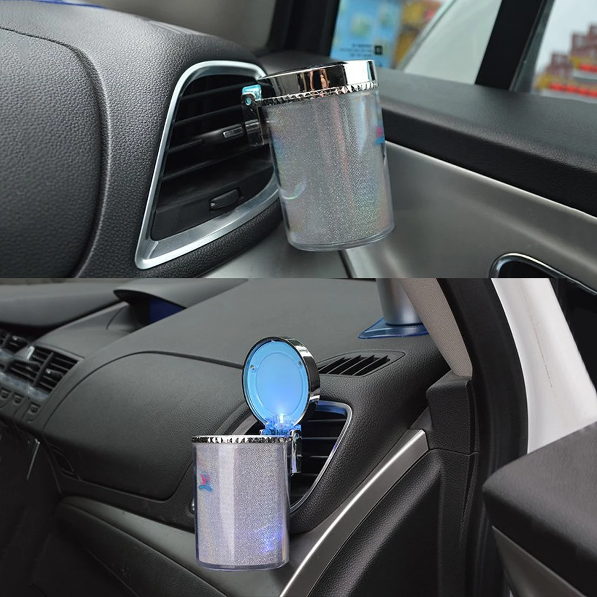 

Portable LED Ashtray Car Smokeless St Cigarette Holder Night Use Fits Cup Holder Self Cleaning Reduces Smoke
