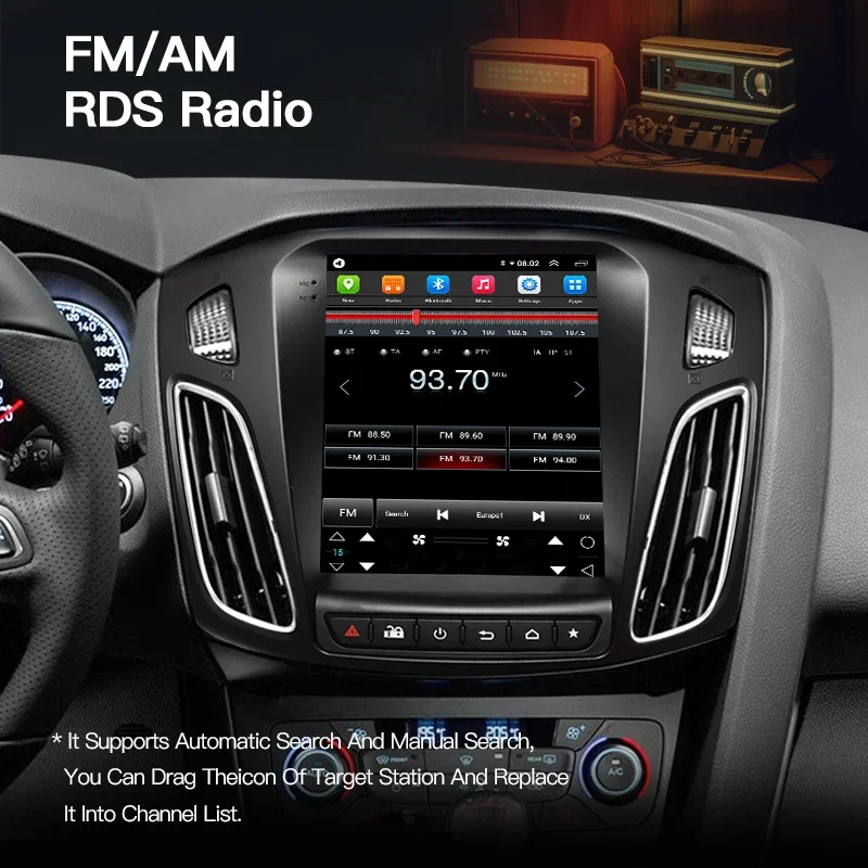 Android 14 Radio de coche estilo Tesla pantalla para Ford Focus 3 Mk 3 2012 - 2018 reproductor de vídeo Multimedia 2Din Carplay Auto estéreo