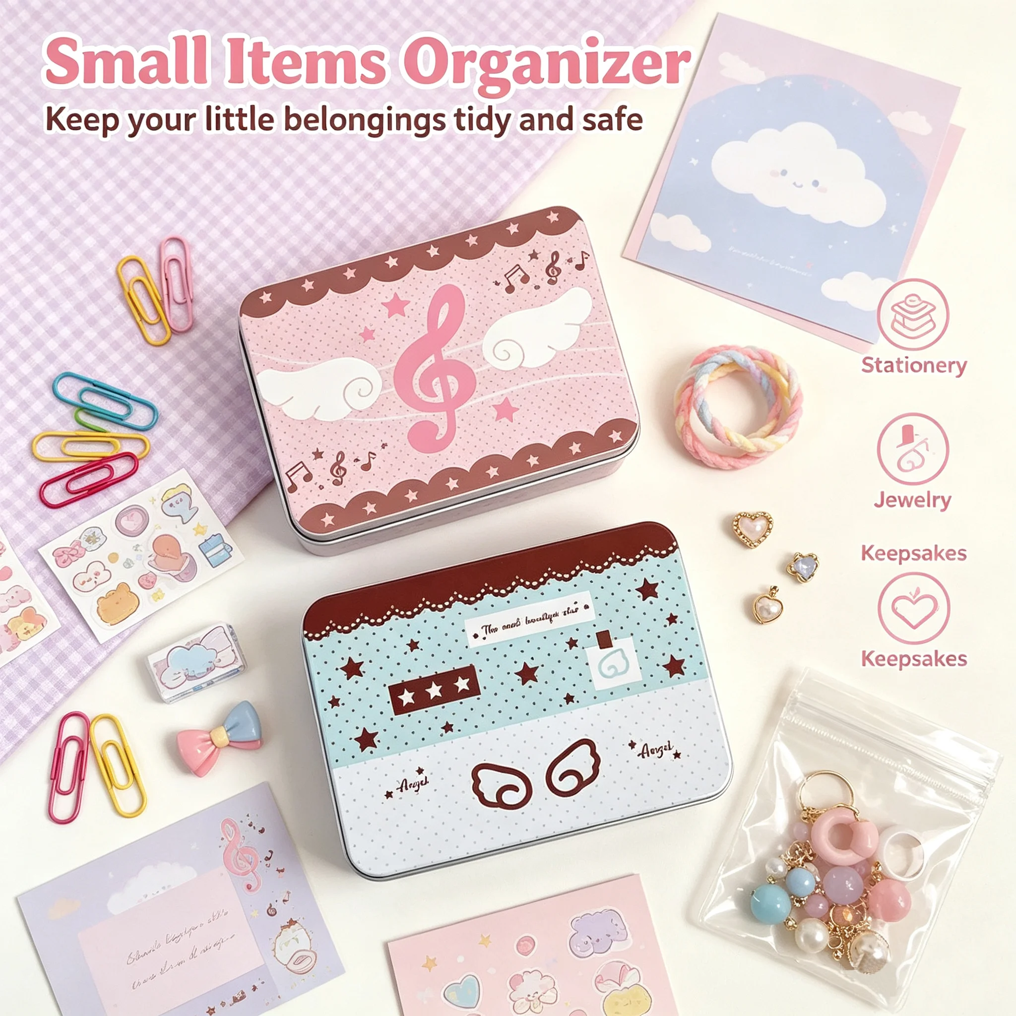 Korean Style Star Angel Flip-top Small Metal Box 1/2/3Pcs Waterproof Portable Storage Case for Pills Jewelry Travel Use