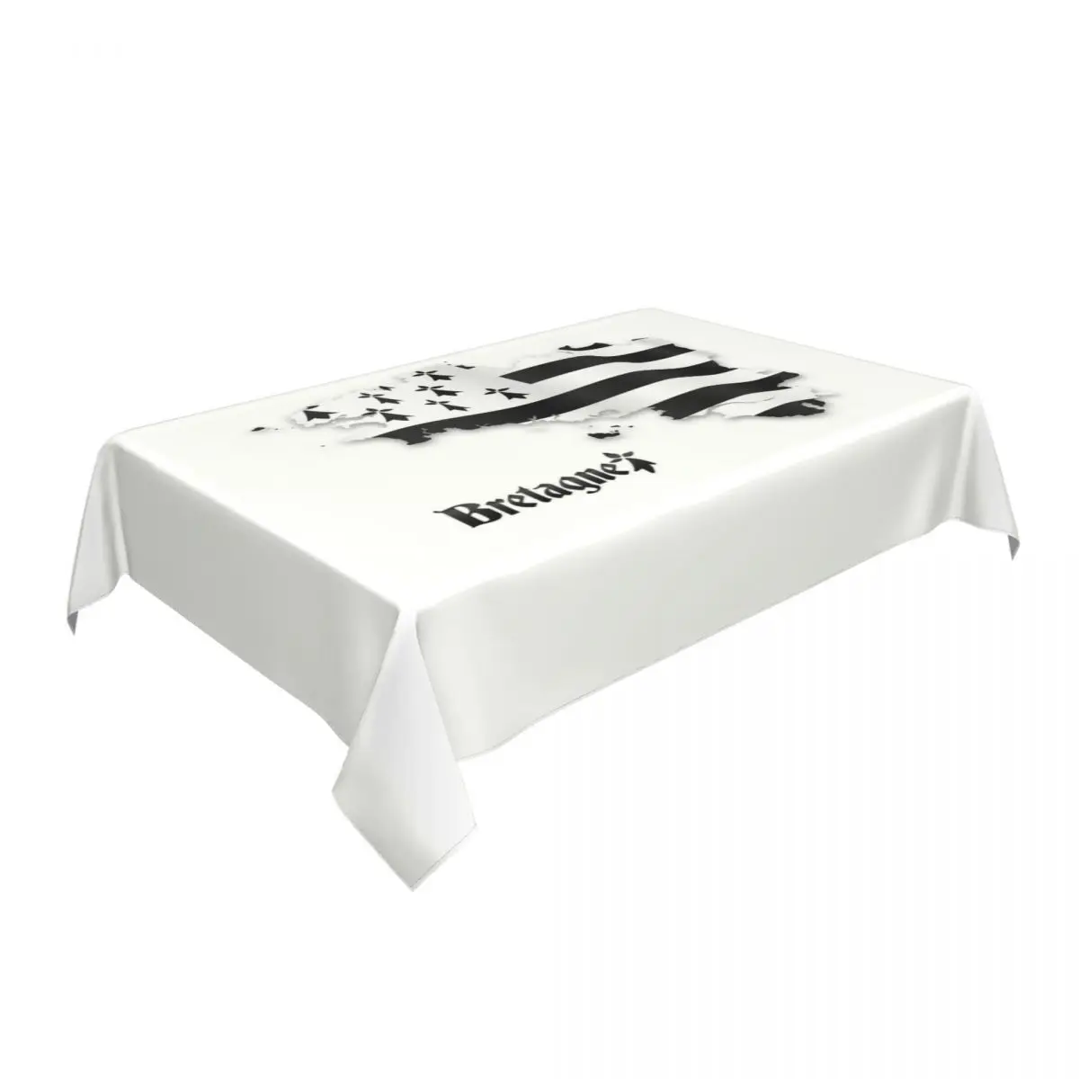 Waterproof Bretagne United Flag Map Tablecloth Backing Edge Table Cover Breizh Breton Map Brittany France Flag Table Cloth