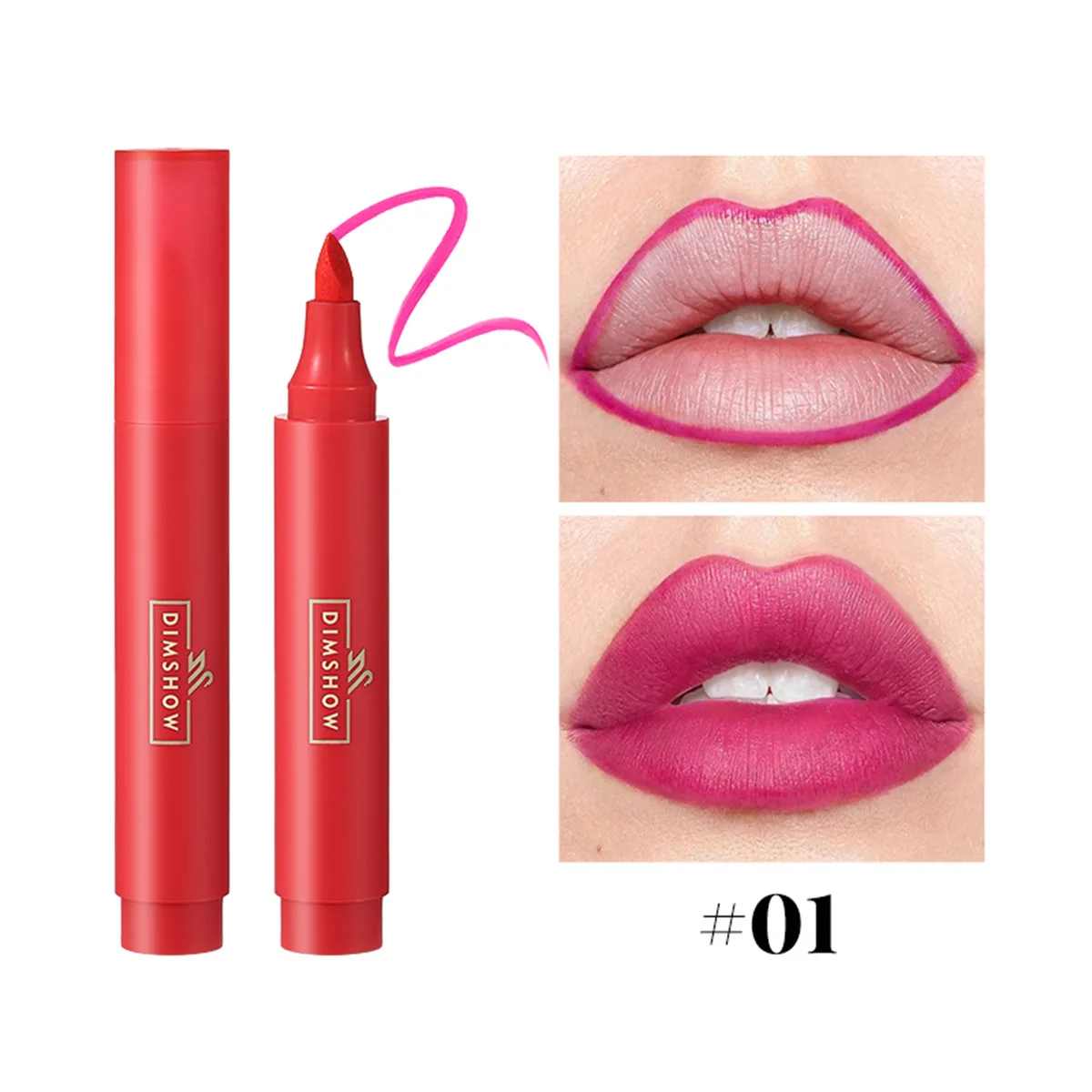 Lip Stain Marker Pen Liquid Dye Lip Tint Waterproof Long Lasting Lip Liner Pen Hydrating Non Smudge Matte Finishing Lips Makeup