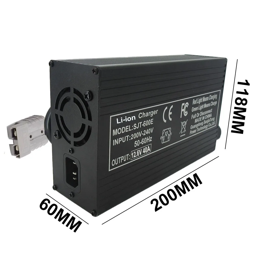 12.6V 40A Li-ion Fast Chargers For 3S 11.1V 10.8V 12 Volt Lithium Energy Storage RV UPS Solar Golf Cart Battery SB50 Connector
