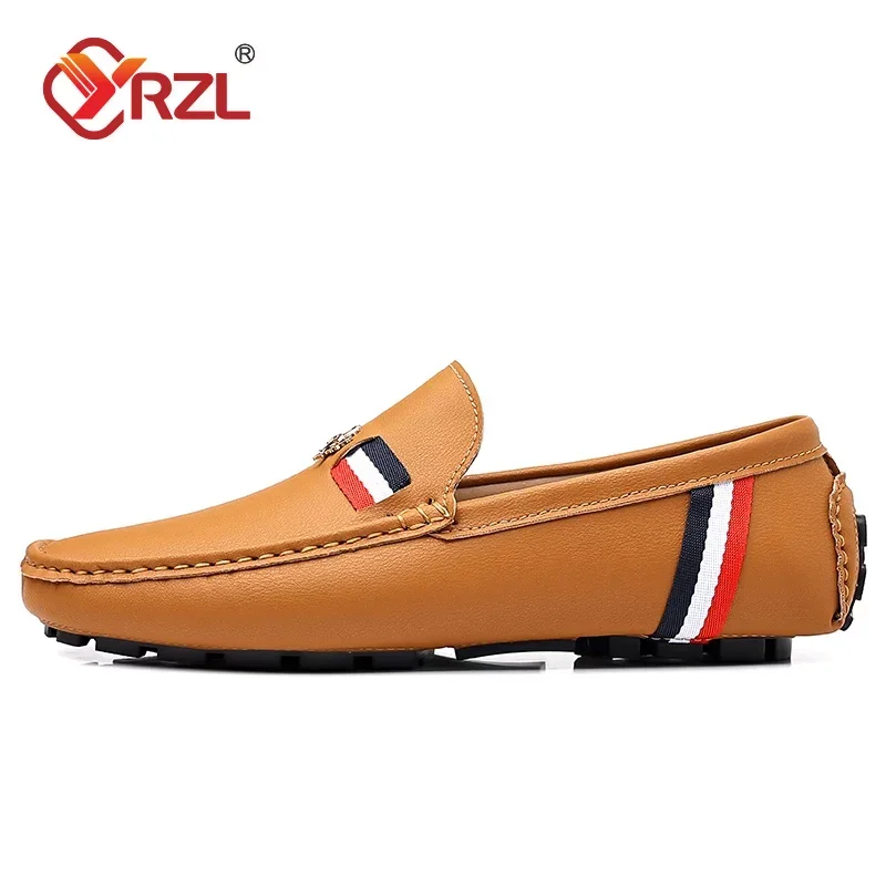 YRZL Loafers Men Casual PU Leather Loafers Mens Shoes Italian Comfortable Moccasins Luxury Formal Slip on Driving Shoes for Men