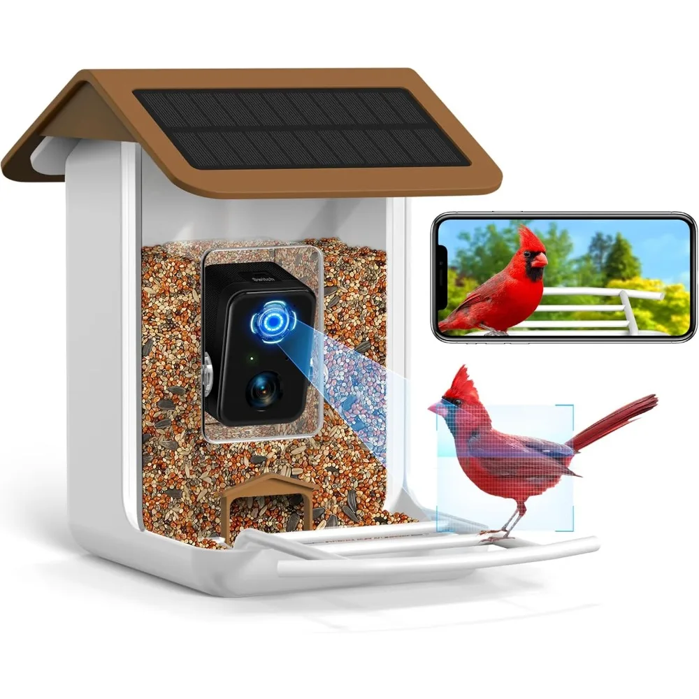 

Smart Bird Feeder Camera, Free AI Forever, 32G TF Card & 1080P HD Camera Auto Capture Bird Videos & Solar Panel