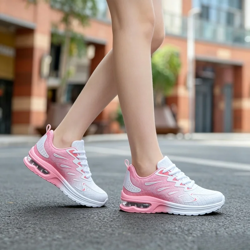 Women's Walking Sneakers Fashion Air Cushion Mesh Breathable Lightweight Tennis Athletic Sports Shoes For Daily Wear