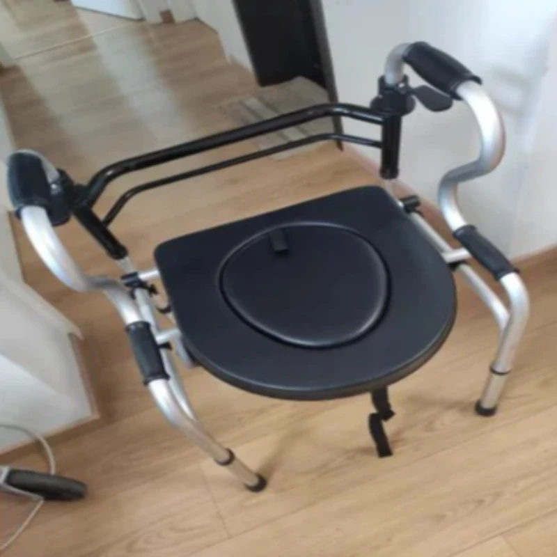 

Foldable Walking Aid for Elderly-Lightweight Rollator with Seat 4-Wheel Mobility Push Cart Adjustable Handlebar &Storage Basket