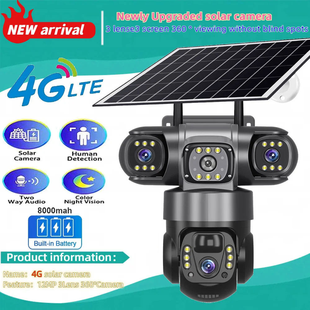 

V380 Pro 4G Security Camera Outdoor Solar Camera PIR Human Detection Solar CCTV Waterproof Night Vision HD Surveillance PTZ