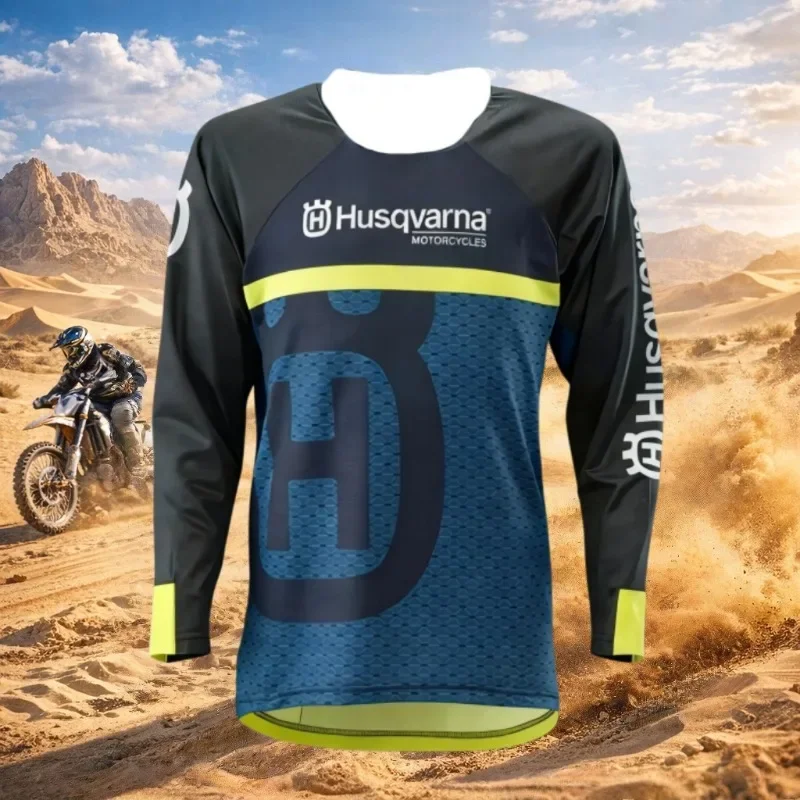 3D Printed Sports Tee Men Racing Long Sleeve Jersey Mountain Bike Offroad Motorbike Riding Top Casual Training Tee Men's T-shirt