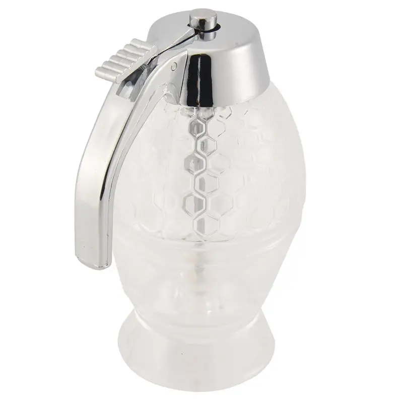 ABUH-Honey Dispenser,No Drip Syrup Sugar Container With Stand,Beautiful Honey Comb Shaped Honey Pot,Syrup Sugar Container