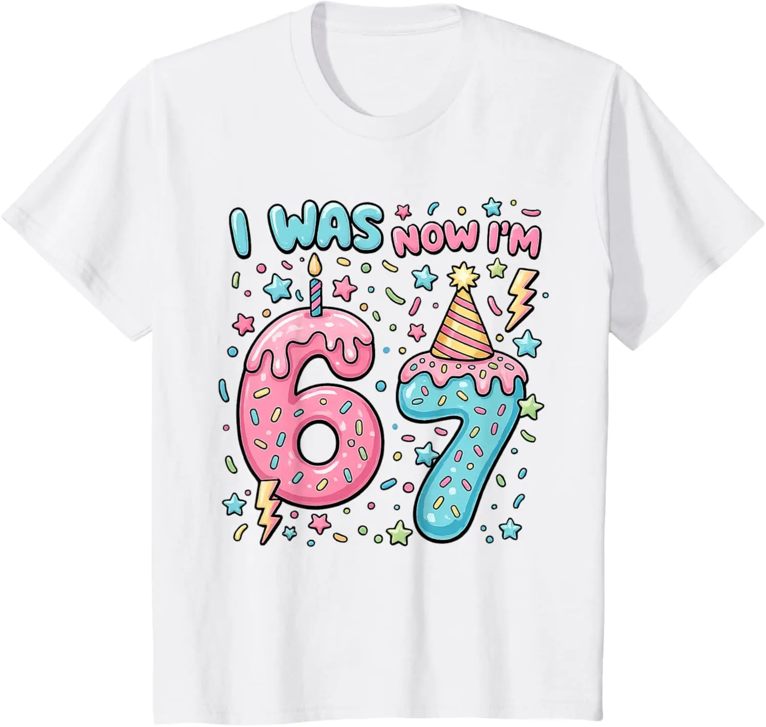 

I Was 6 Now Im 7 Shirt Dripping Style 7Th Birthday T-Shirt Summer Short-Sleeved Breathable Sweat-Wicking Versatile Fashion