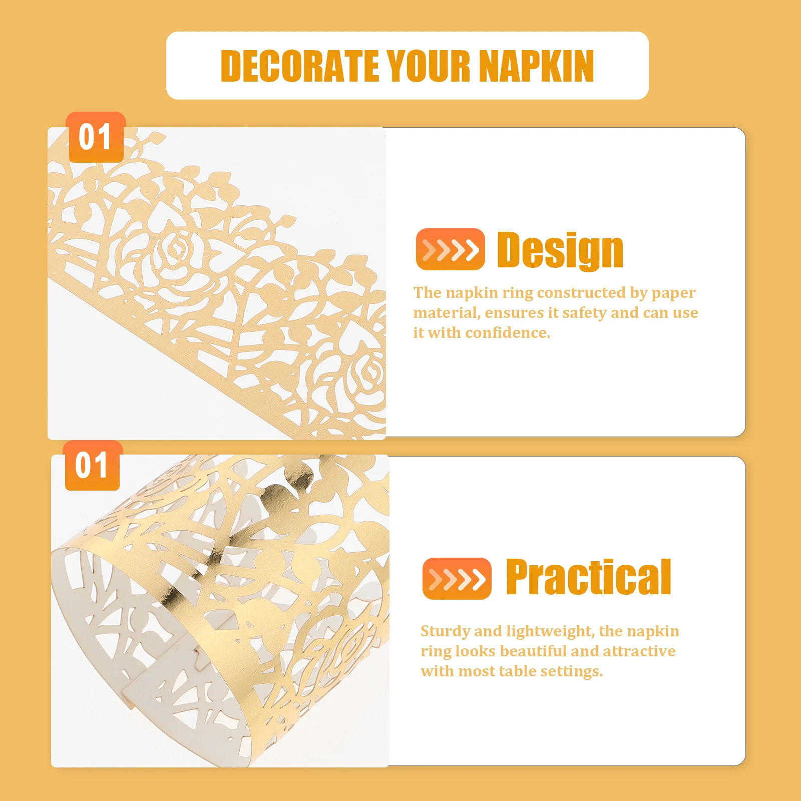 

50Pcs Rose Flower Paper Napkin Rings Elegant Serviette Buckles for Wedding Party Xmas Table Decoration Napkin Holder Dining