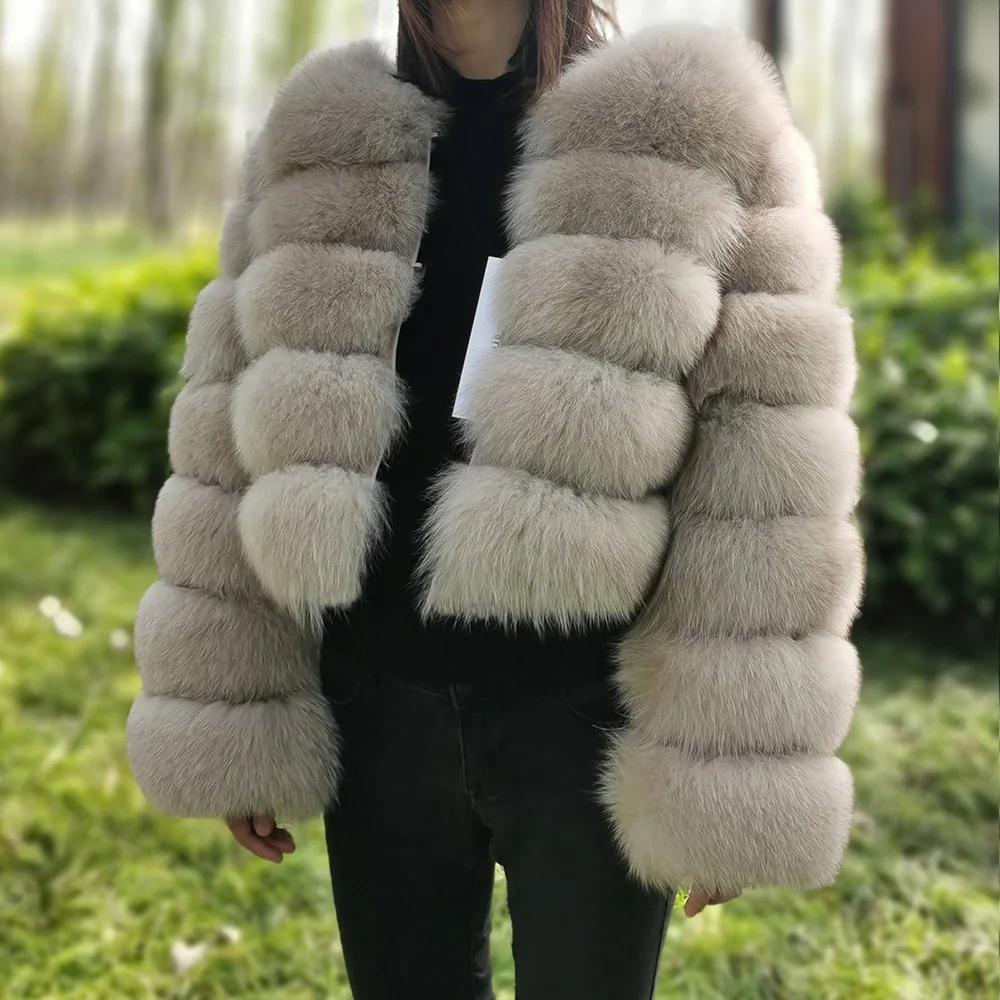 2023 Hot Sale  Natural Real Fox Fur Coat Women's Jackets Winter Furry Vest Luxury Beige Khaki Short Leather Female Clothing