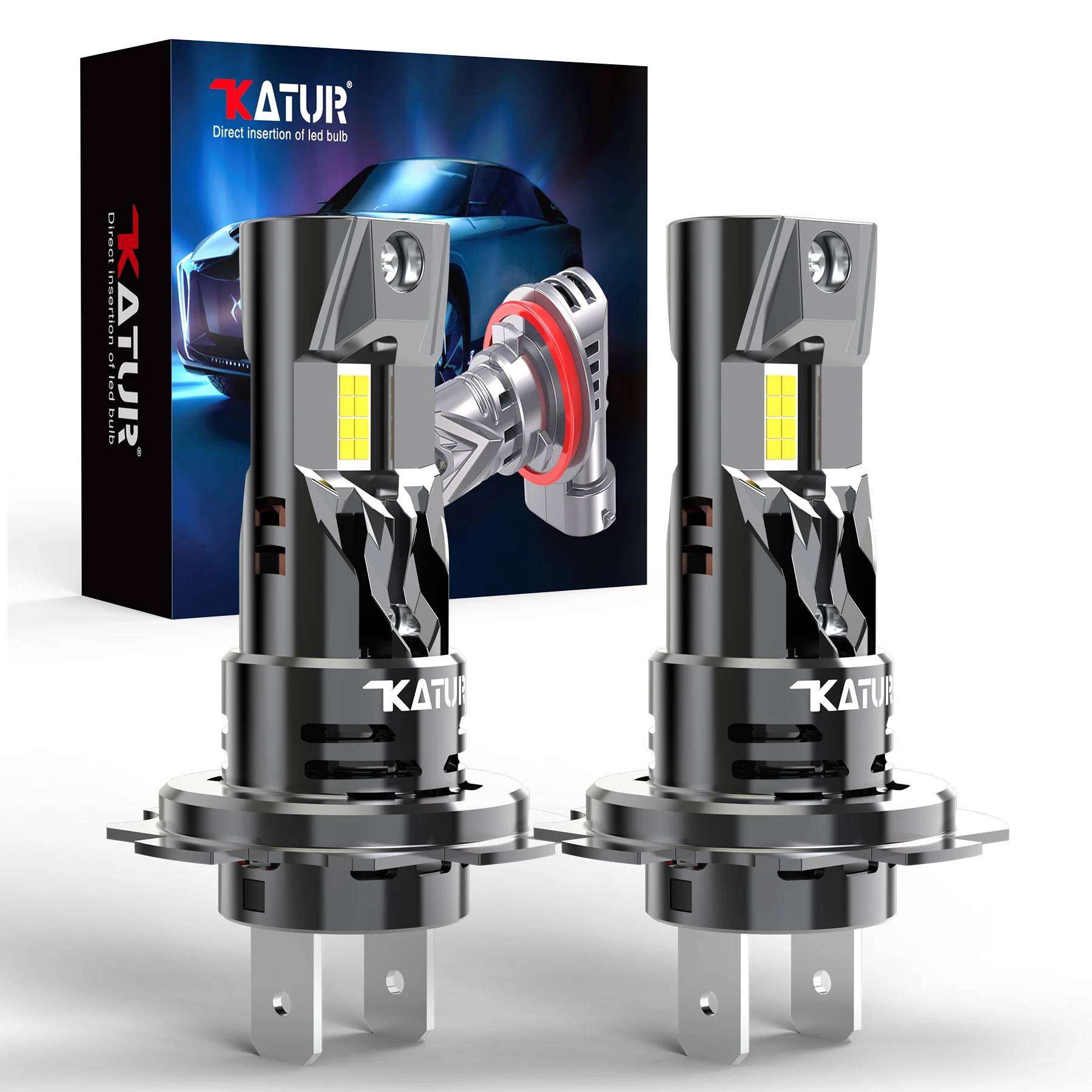 Katur 2x H7 Bombillas LED para Coche, Faros Delanteros con Ventilador DC 12V para Subaru Forester, VW Jetta, Opel, Fiat, Impreza, Outback, Legacy, Forester