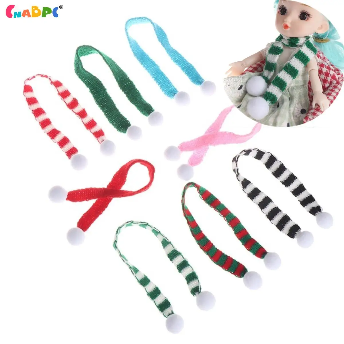 

2Pcs Mini Christmas Scarf Christmas Stripes Red Wine Bottle Knit Scarf Doll Cover Xmas Party Decoration Cover Small Pet Costume