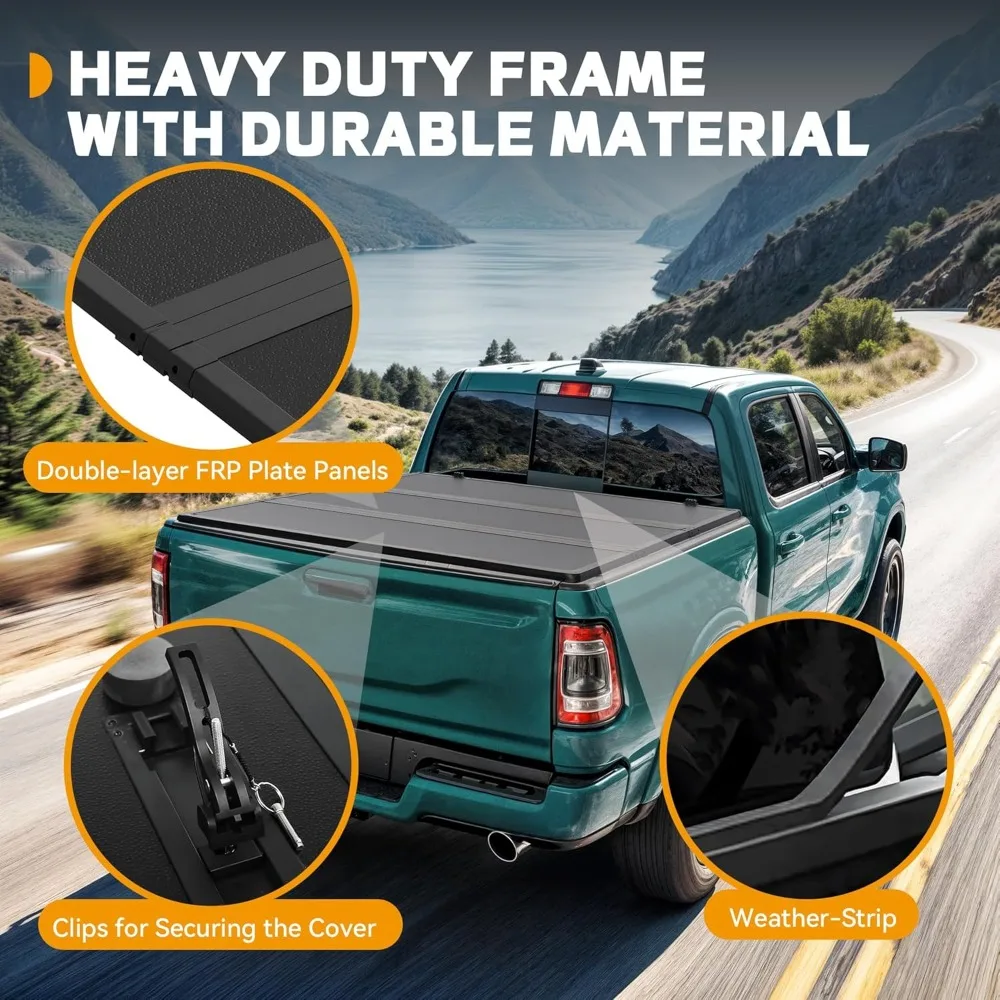 FRP غطاء سرير شاحنة صلب ثلاثي الطي مناسب لسيارة تشيفي كولورادو/جي إم سي كانيون 2015-2025 سرير 5.2 قدم #3