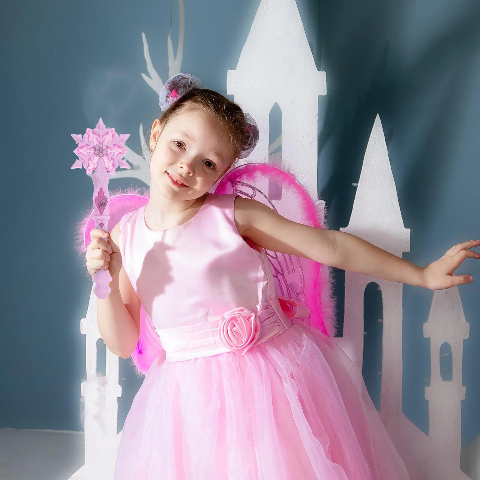 Princess Snow Wand Toy Snowflake Glowing Fairy Wands Snowflake Light Sticks Girl Fairy Cosplay prop Christmas Birthday Gift NEW