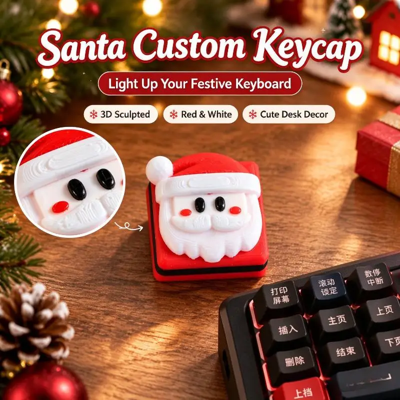 4~16PCS 3D Christmas Keycaps Elk Santa Claus Snowman Red Cute Additional Key Direction Key DIY Personalized Keyboard Keycaps