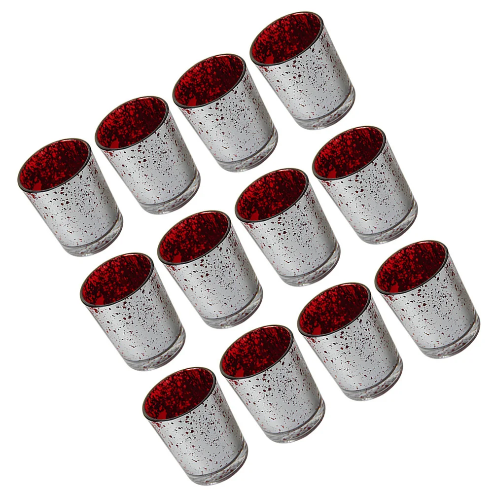 

12Pcs Glass Tealight Holder DIY Aromatherapy Votive Holder Elegant Glow Event Centerpiece Decoration Red