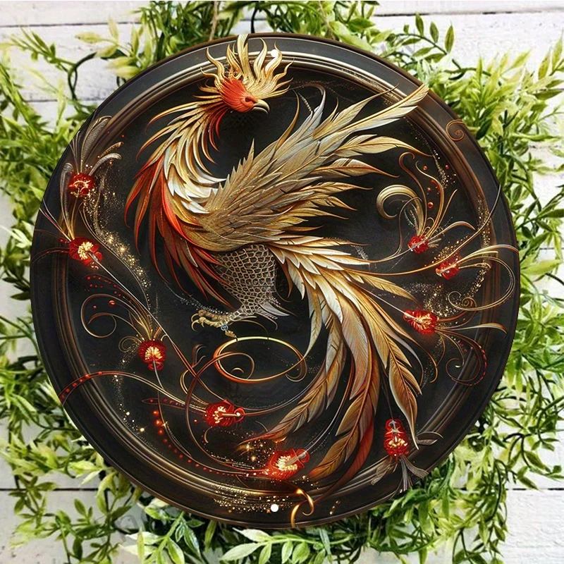 

Phoenix Round Aluminum Sign, Wall Art Decor, UV and Scratch Resistant, Outdoor and Indoor Decor, Waterproof and Weather Resistan