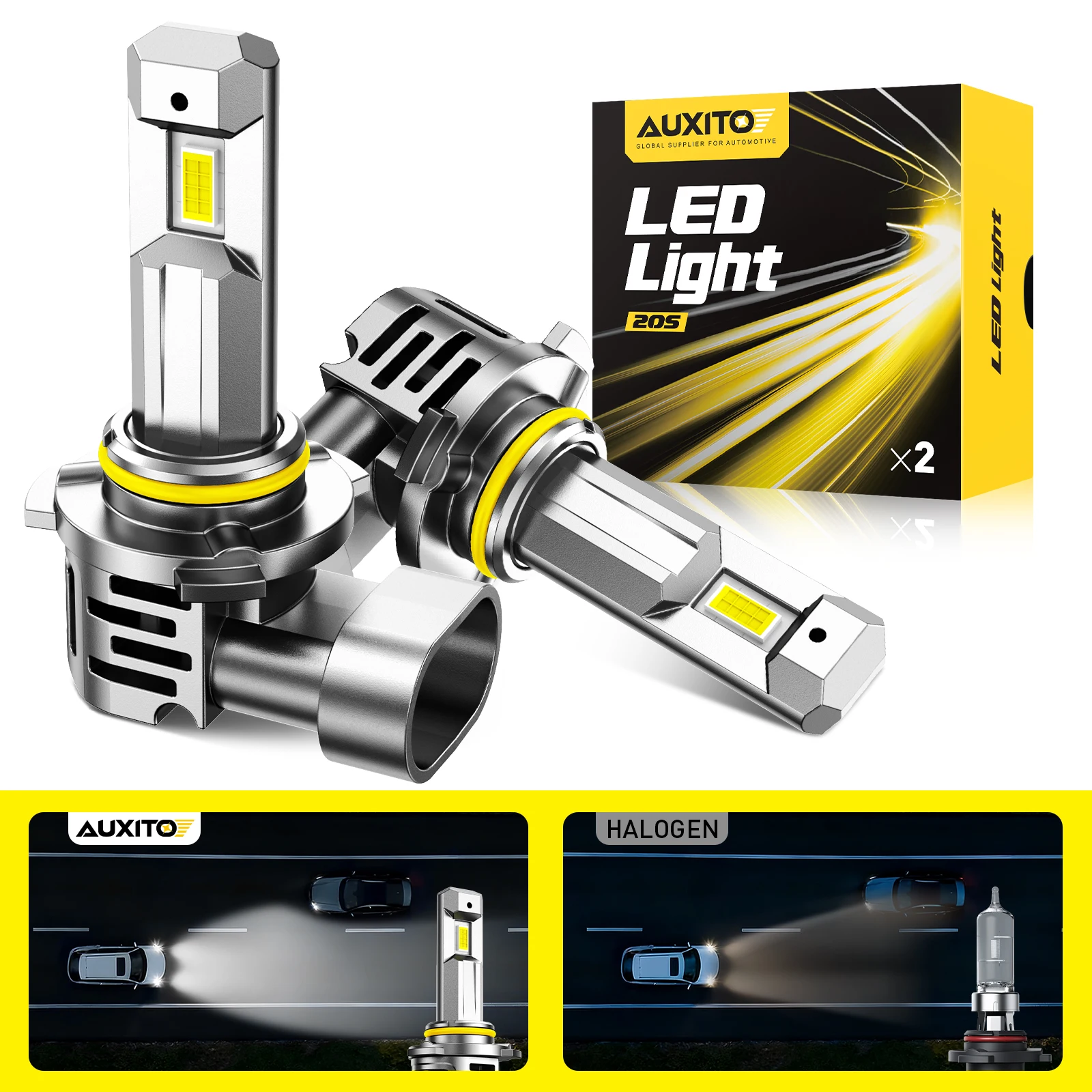 

AUXITO 2Pcs Turbo 9005/HB3 LED Headlight Bulbs 30000LM H11 H8 9006/HB4 9012 HIR2 LED High Low Beam Auto Headlamp 6500K White 12V