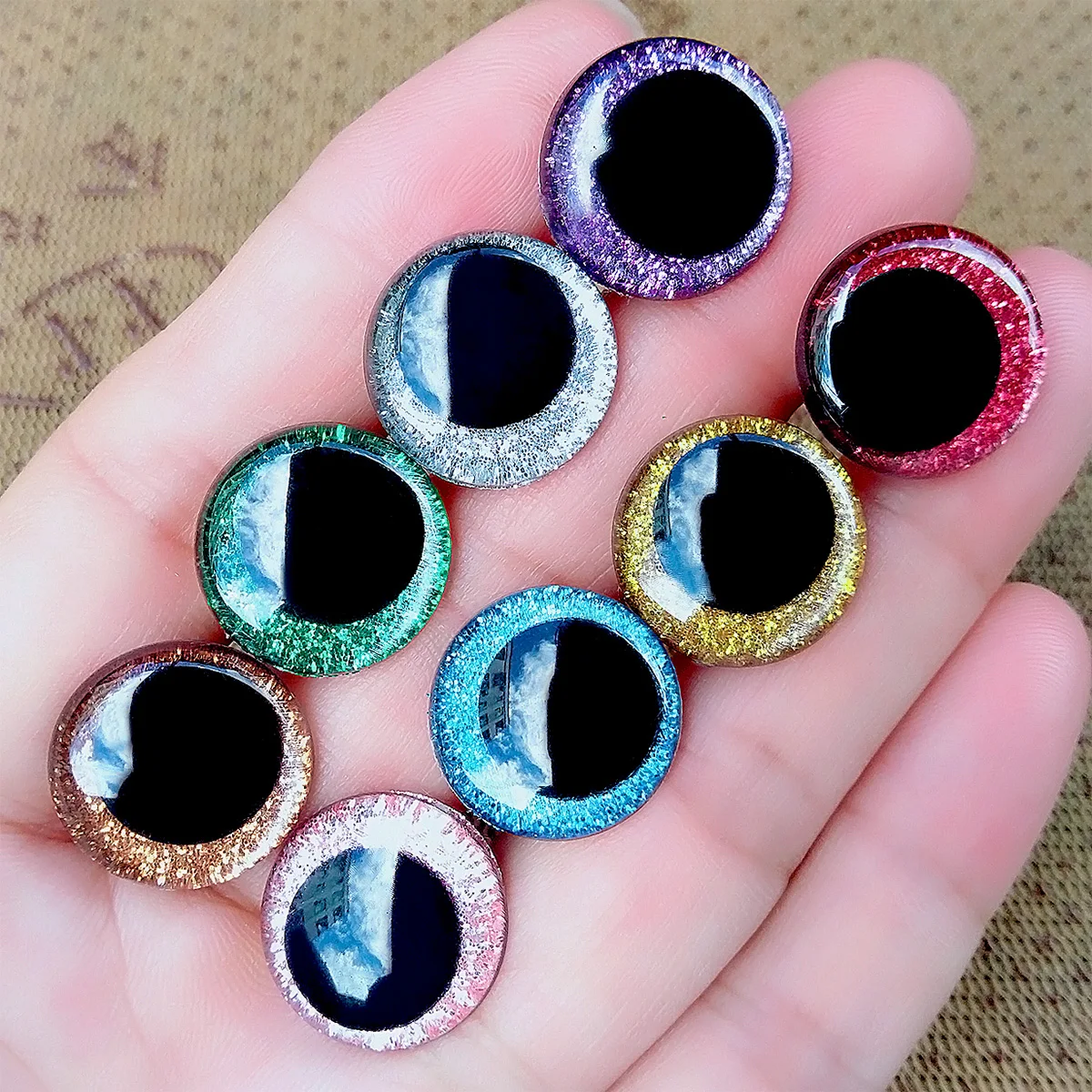 Ojos de seguridad de plástico para juguetes de ganchillo, 10 pares, 3d, 18mm, pupila excéntrica, purpurina, muñeca Amigurumi, púrpura, accesorios de talla única