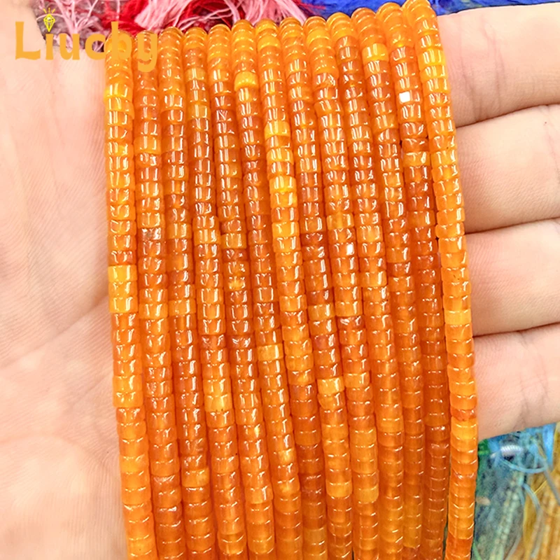 Naturstein, orangefarbene und gelbe Abstandshalter, handgefertigte kleine Perlen für DIY-Schlüsselanhänger, Kopfschmuck, Fußkettchen, Accessoires, 15 Zoll, Großhandel, 2*4 mm – Detail 2