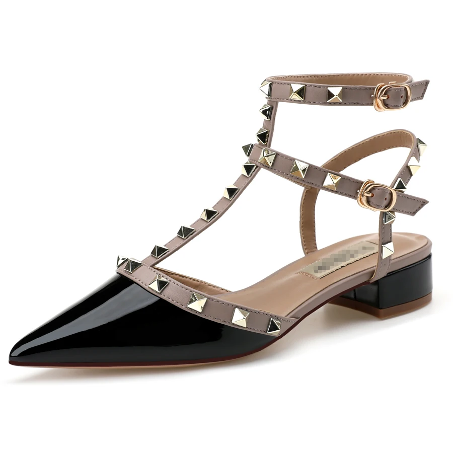 

【Measure Your Feet Length Before Order】Rivets Ankle Strap Luxury Designer Women Elegant Sandals Block High Heels Shoe 171-CHC-33