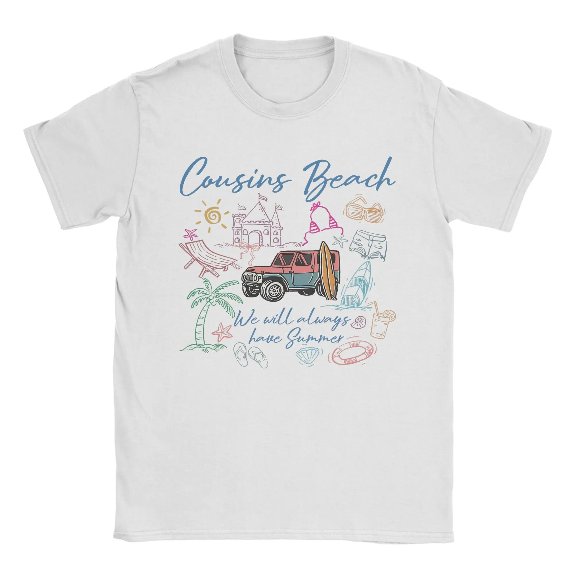

Винтажная футболка Summer Cousins Beach We Will Always Have Summer Трендовые футболки 100 Хлопковая футболка для мужчин Y2K Футболки