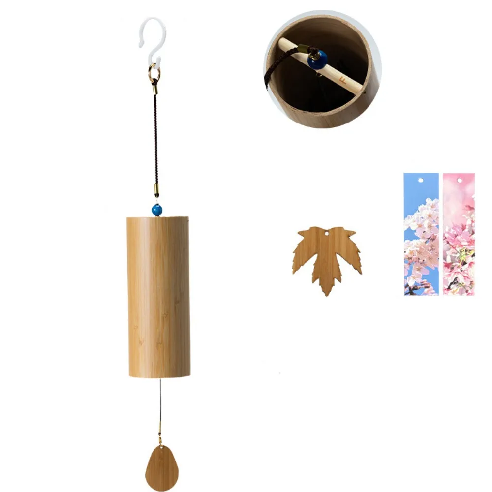 

Garden Decoration Handmade Bamboo Wind Chimes Hand Cranked Simple Musical Windchime Antique Yard Pendant Patio