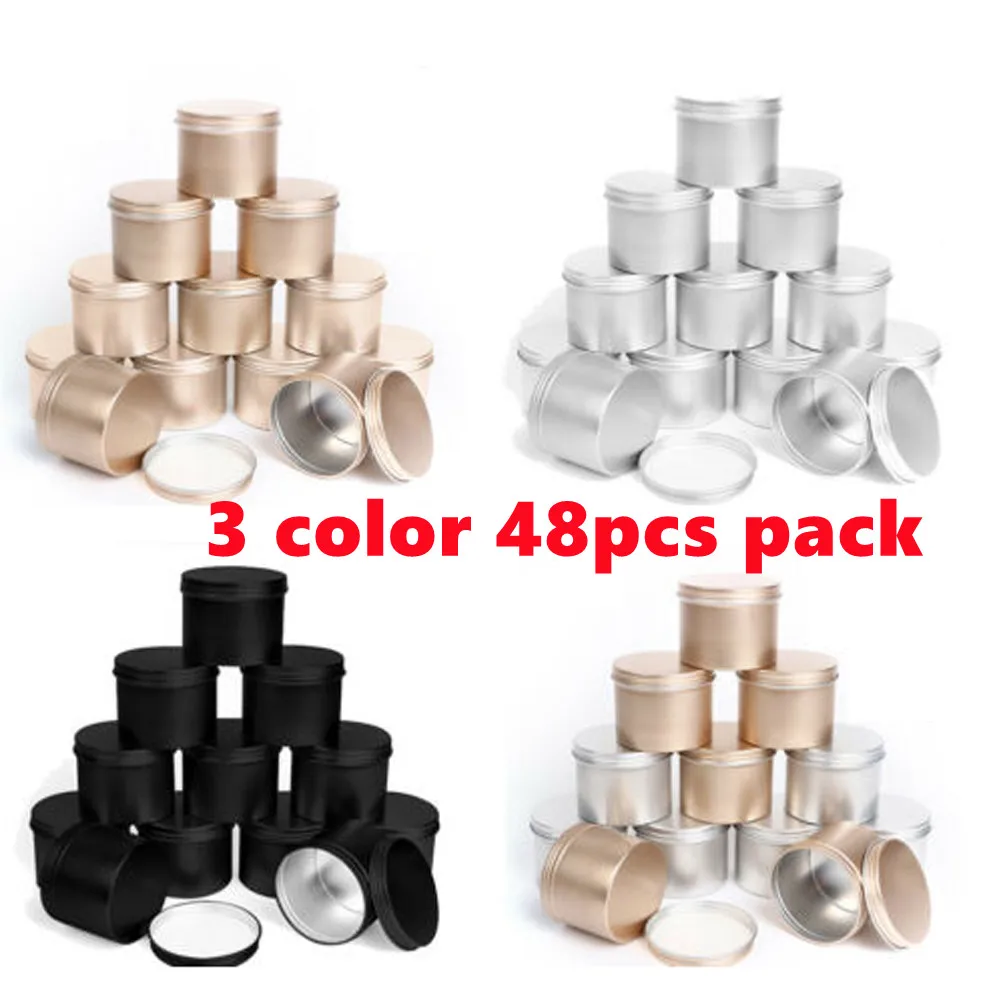 

48pcs 100ml Round Candle Tea Jars With Lid Aluminum Tin Candle Storage Container Tea Box Empty Cream Cosmetic Container