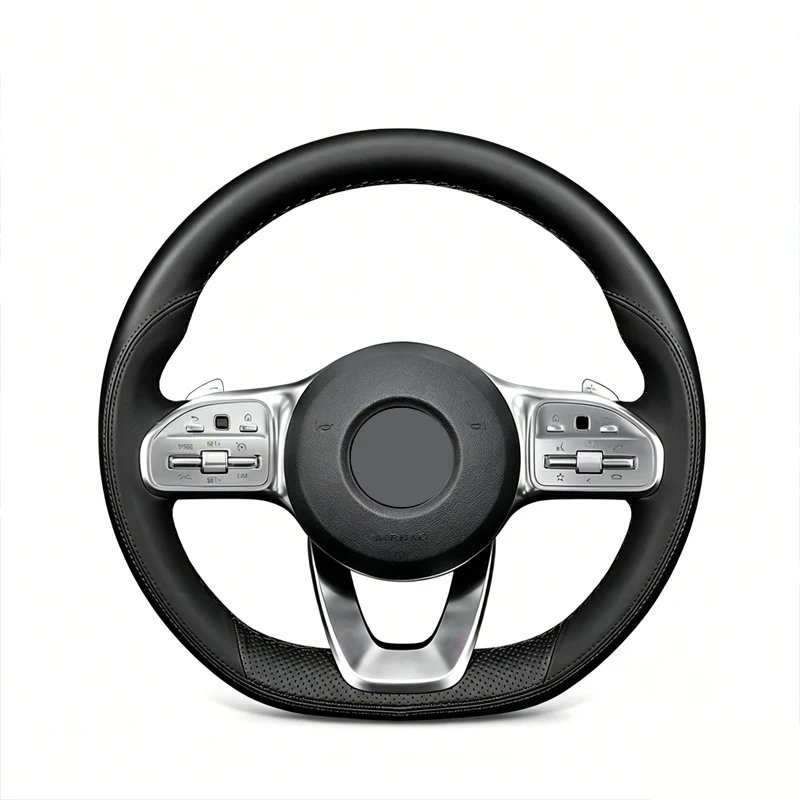 

Чехол на руль для Mercedes-Benz S-Class W222, GLC, A-Class W177, C-Class W205, E-Class W213, кожаный, ручной работы, для интерьера автомобиля