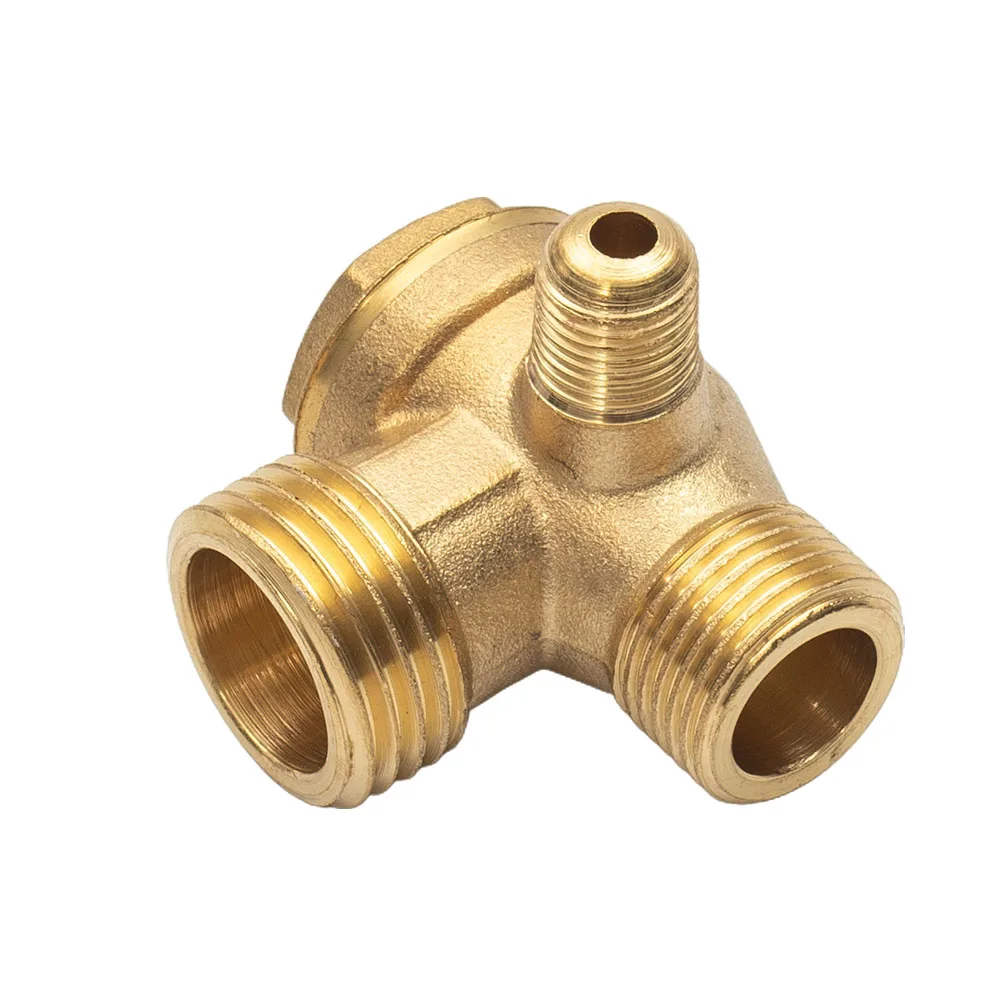 

1pc Air Compressor Check Valve Repartment Air Compressor 3-Port Brass Male Threaded Check Valve Connector Tool 20*16*10mm