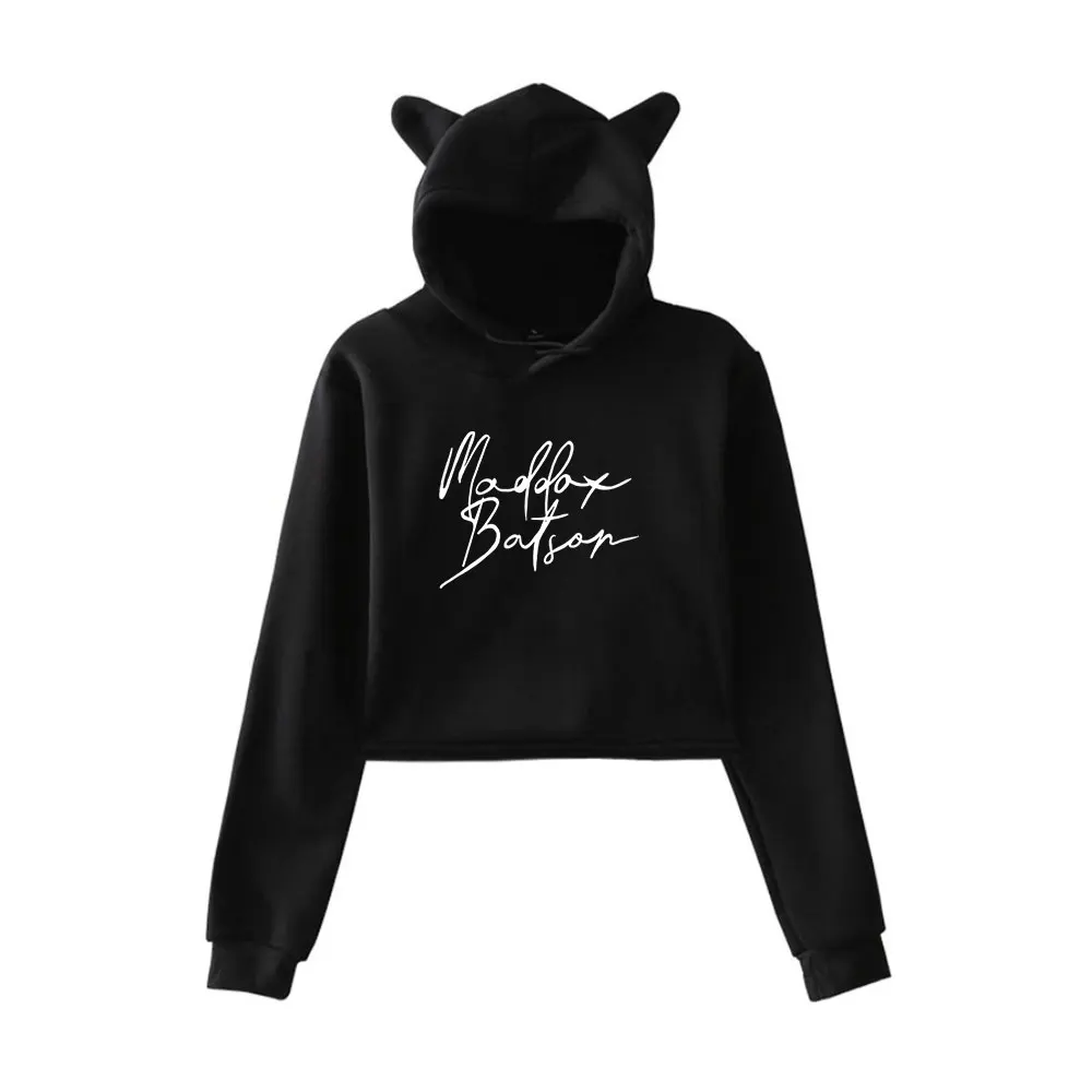 Maddox Batson Signature Hoodie Vintage 90s Streetwear Hoodie Merch Hoodies Sweatshirts for Girls Cat Ear Crop Fashion women