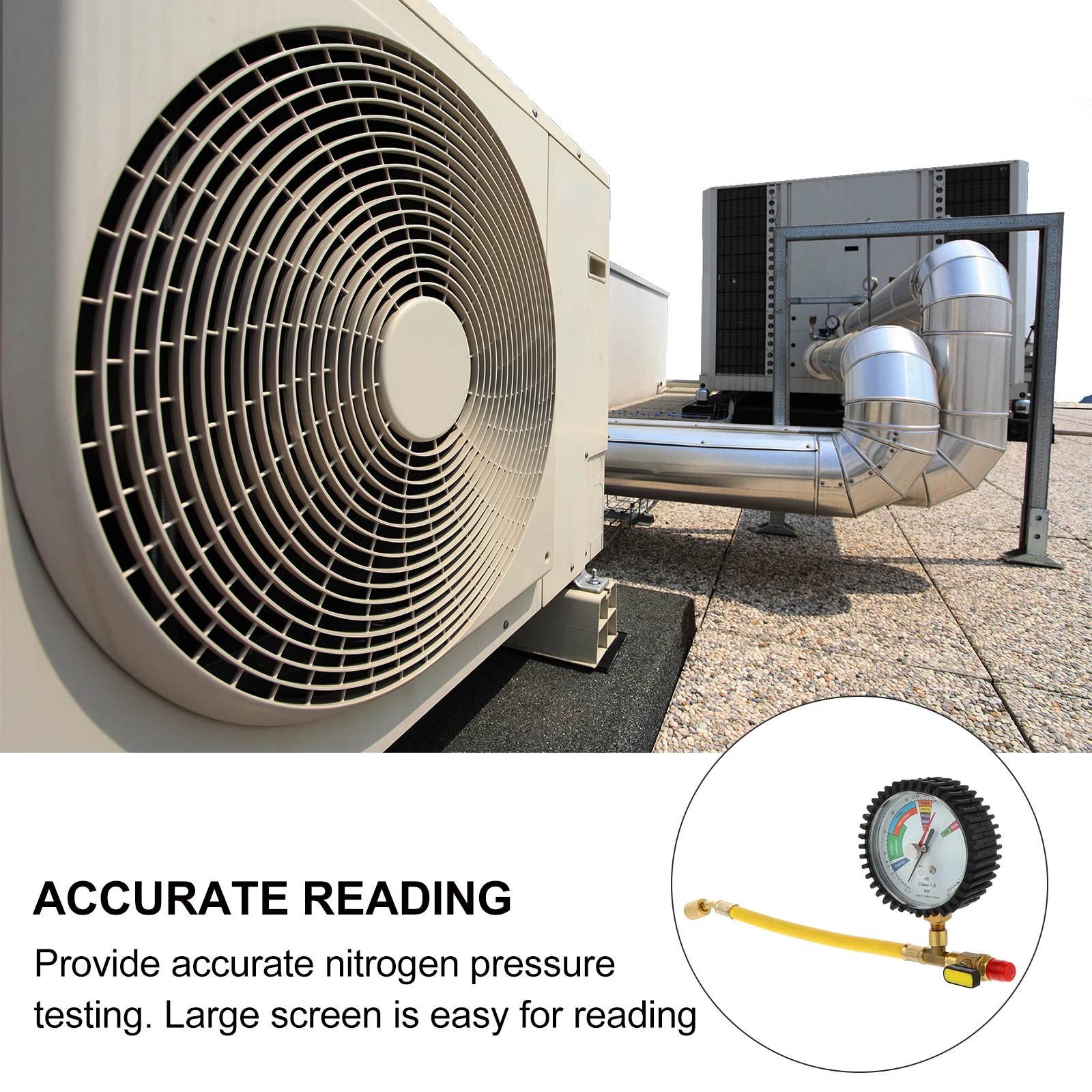 

Pressure Tester Air Conditioning Gauges Refrigerant Regulator Spherical Valve Durable Large Screen Easy Reading