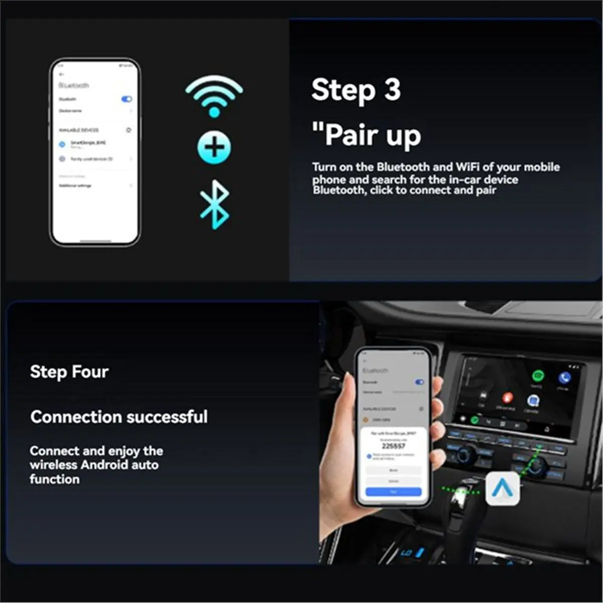 A48U 2 in 1 Wireless CarPlay Android Auto Box Wired to Wireless Dongle Stable BT WiFi Connect AUTO CarPlay Adapter Mini Box