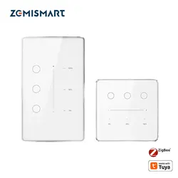 Zemismart Zigbee Smart Dimmer Switch Work with Tuya Smart 3 Gang Remote Control US EU Standard Light Switch Percentage Control