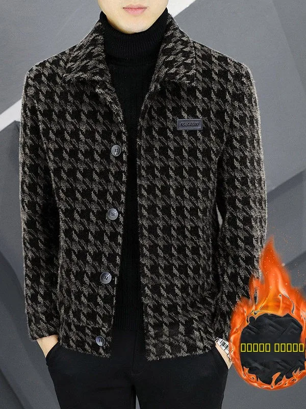 

Men's ort Thiened Woolen Jaet Autumn Winter New Sle Casual Korean Version Fce Lined Faionable Top Coat