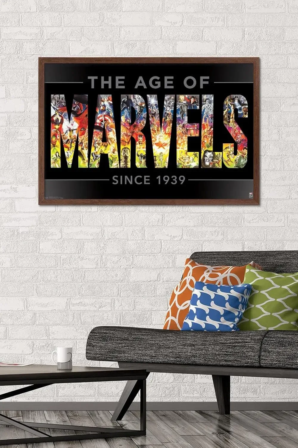 

Комиксы Marvel — 80-летие Marvel — настенный постер «Ланка Марвелса», 22,375 x 34 дюйма, версия в рамке из красного дерева