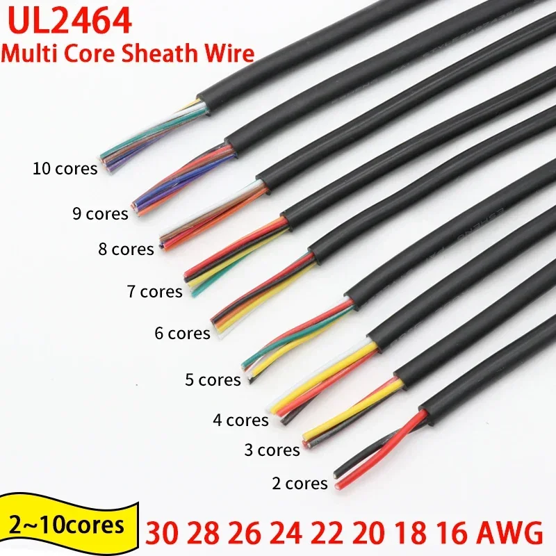 

2/5/10M PVC UL2464 Sheathed Wire Cable 28 26 24 22 20 18 16 AWG Copper Signal 2 3 4 5 6 7 8 10 Core Soft Electronic Audio Wire