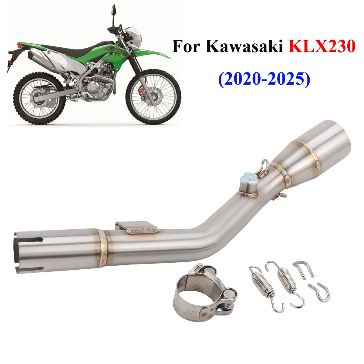 

51mm Pipe Slip On For Kawasaki KLX230L KLX230R 2020-2025 Motorcycle Exhaust Escape Muffler Middle Pipe KLX230 Exhaust
