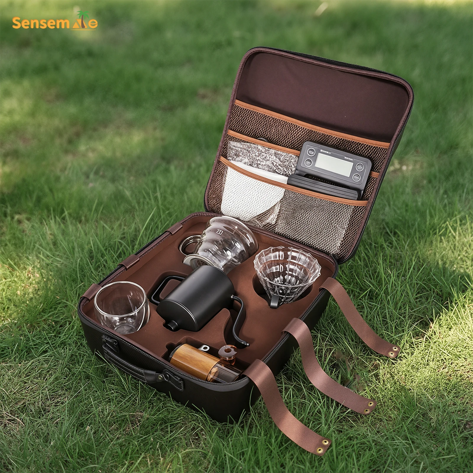 

Portable Coffee Set Camping Coffee Kit Pour Over Set with Grinder Dripper for Picnic Travel Gift Coffee Accessories Tools