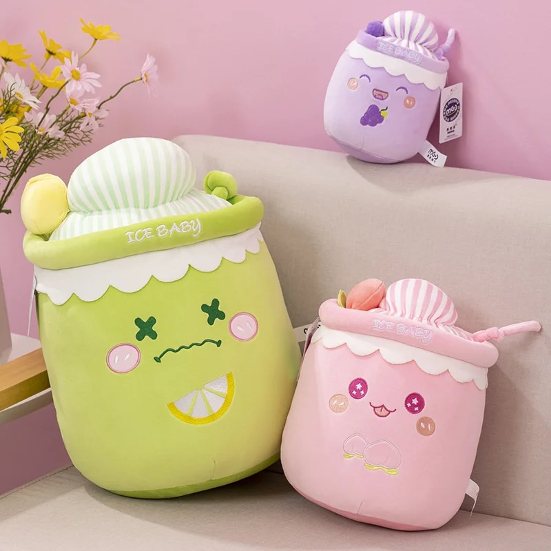 Vita reale Gelato Bubble Tazza di tè Peluche Cuscino di tiro Giocattolo Peluche Ciondolo di tiro Peluche Ripiene Gelato Tè al latte Cibo carino Sof