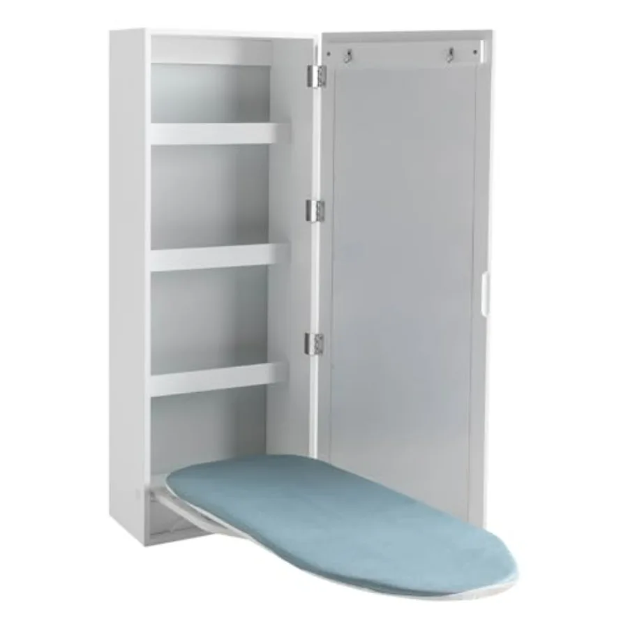 

Настенный складной гладильный шкаф 34.3X12.6 с поворотной доской и зеркалом для кладовой, студии, небольшой комнаты, черная стальная рама, компактный