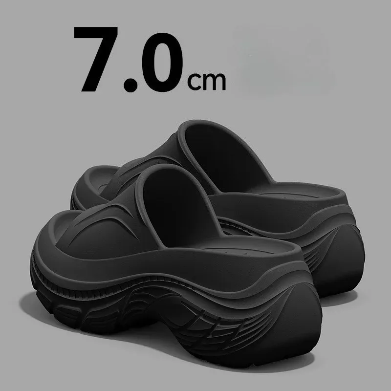 2026 New Comfortable Shock Absorption Thick Bottom Heightening Women's Slippers Summer Home Seaside Beach Non-slip Slippers