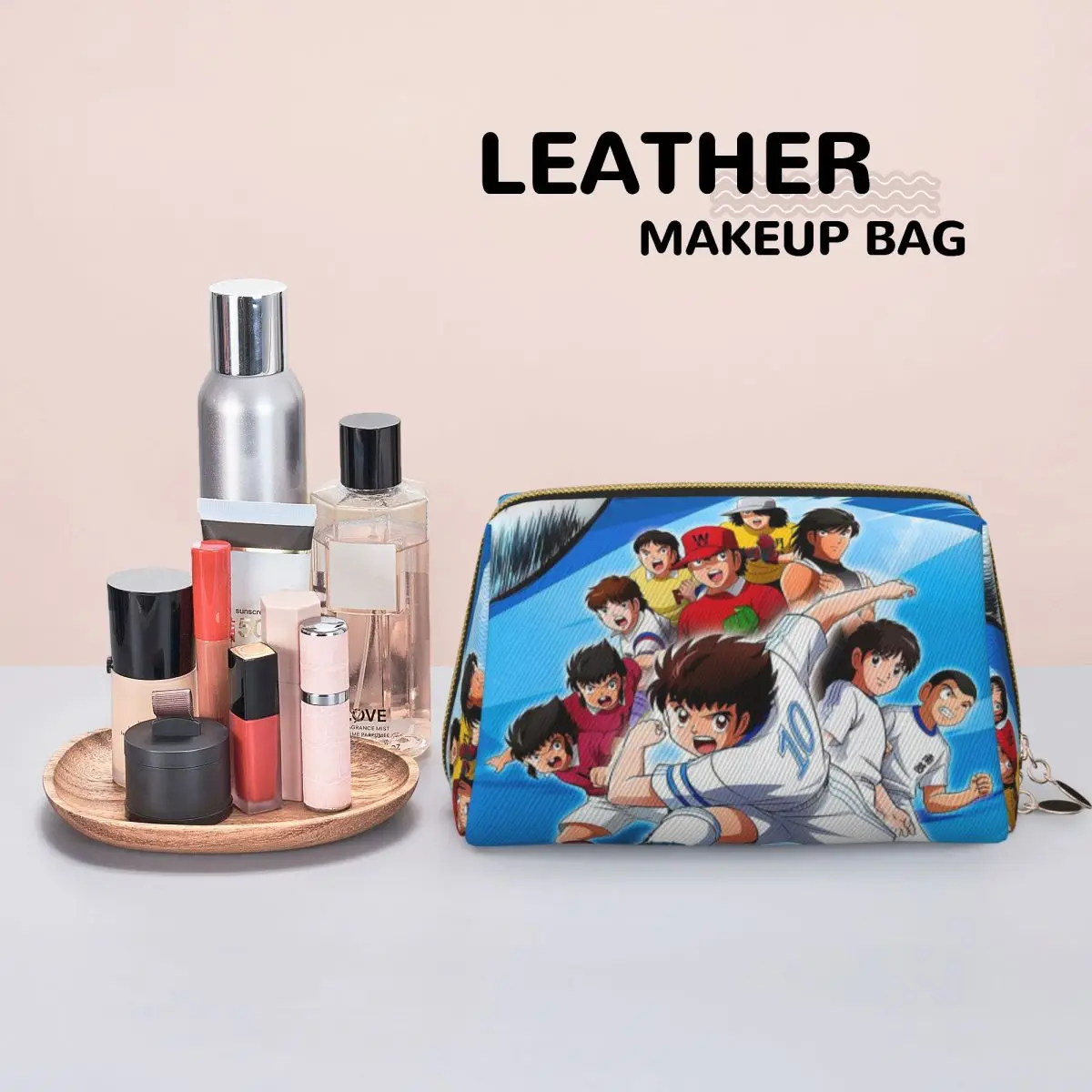 Japan Football Manga Captain Tsubasa Women Cosmetic Bags Travel Makeup Organizer Pouch Toiletry Storage Dopp Kit Box