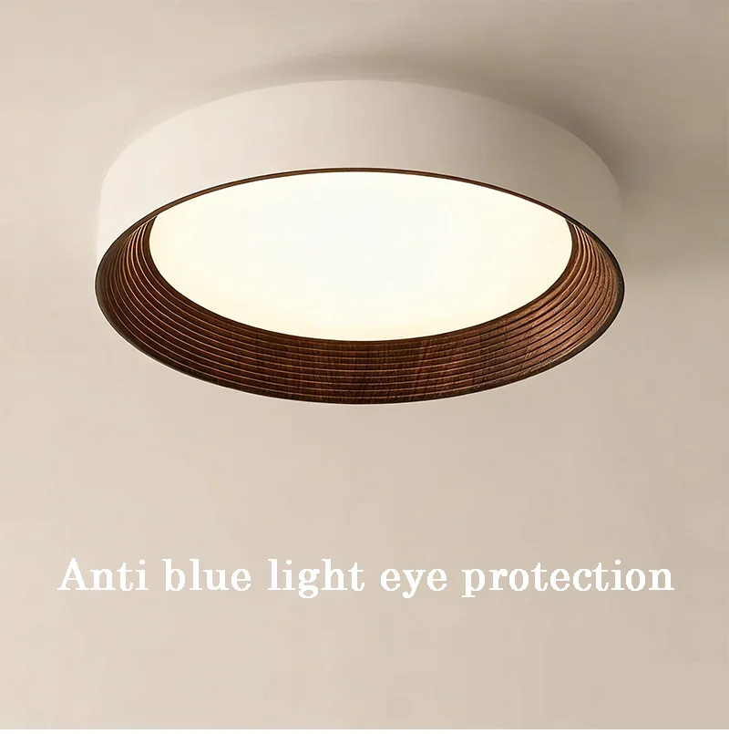 Nordic Creative Wood Grain Ceiling Lamp Minimalist Round LED Chandelier Living Room Balcony Bedroom Hotel Decor Lighting Fixture