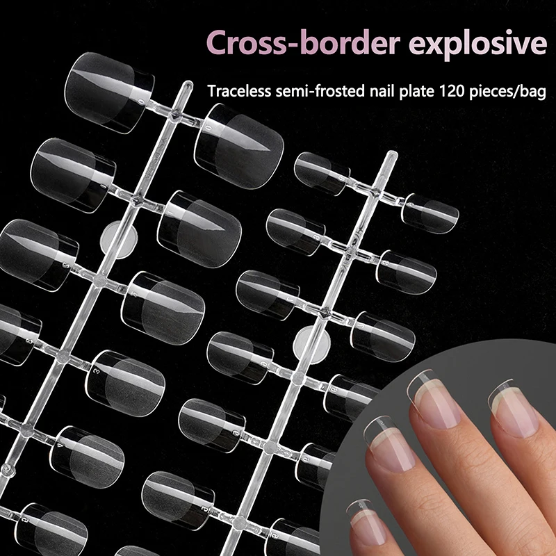 120Pcs Short Press On Nail Tips Full Cover Fake Nails Half Matte No Need To Polish Nail Capsules Nail Extension Art